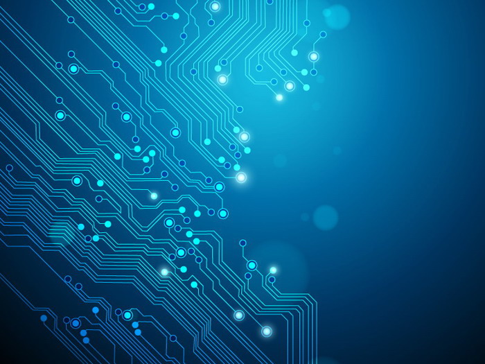 三張高清藍色點線電子線路ppt背景圖片